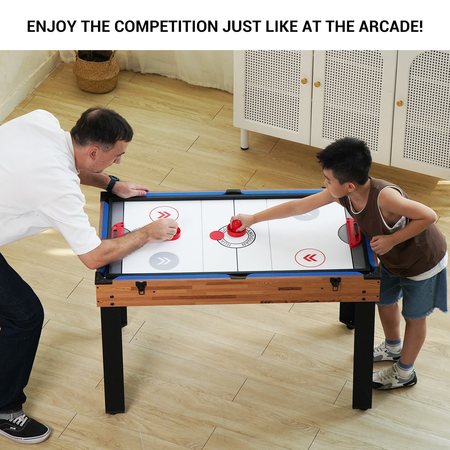 48in Folding Portable Combination Game Table  Set With Ping Pong, Air Hockey, Pool Billiards For Kids And Adults, Indoor And Outdoor Games