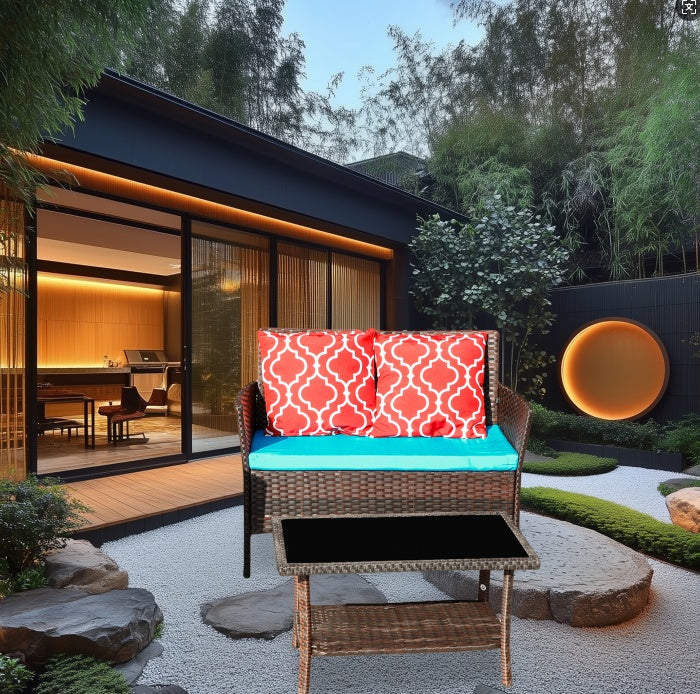 Outdoor Recreation, Courtyard Garden, Rattan Table And Chair Combination