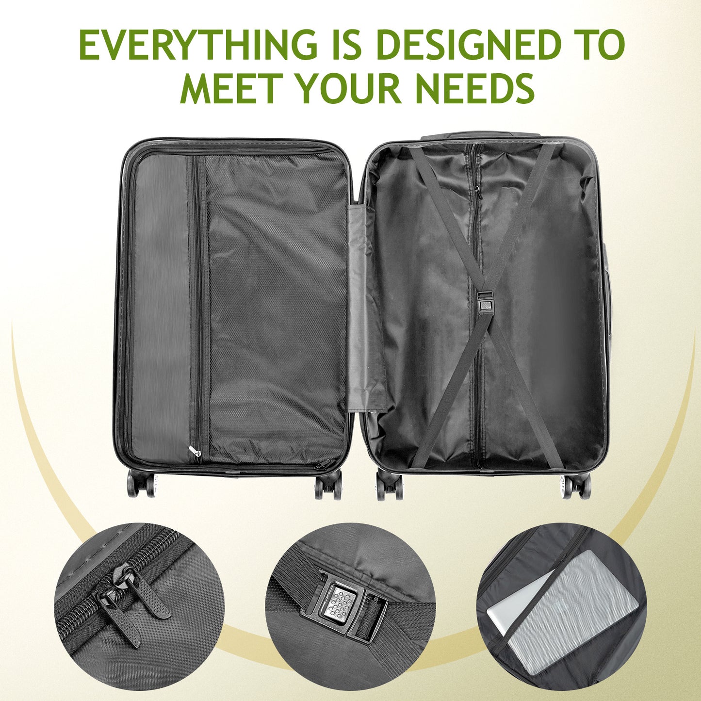 Comes With A Three In One Suitcase With 2 Diamond Shaped Stripes And Corners