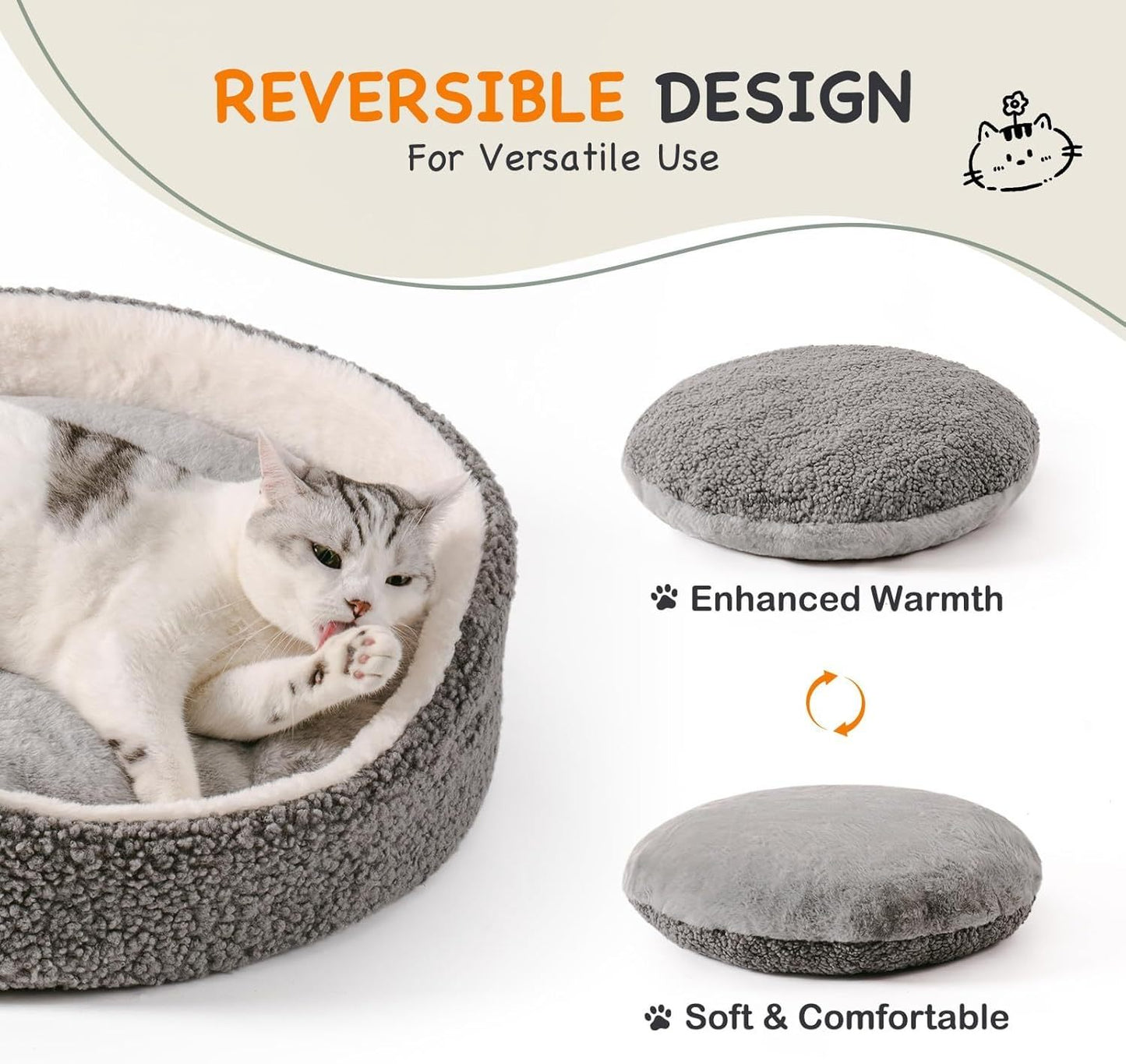 MEWOOFUN Handmade Wool Cat Cave Bed - Natural Felt Cat House For Indoor Cats & Kittens, Cozy Hideaway Pet Bed With Breathable Design Grey, Medium