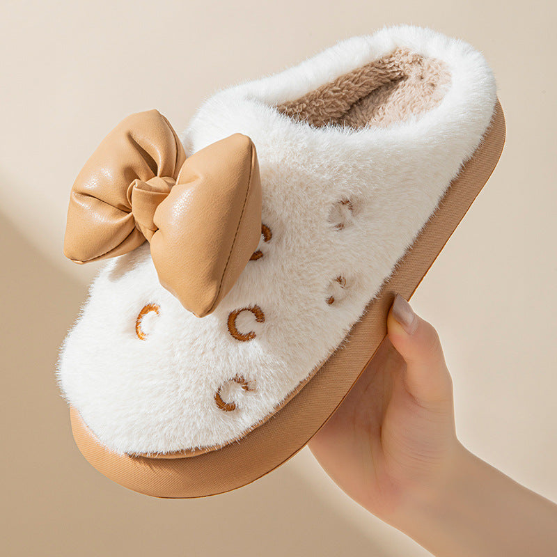 Ladies Bow Home Slippers Platform