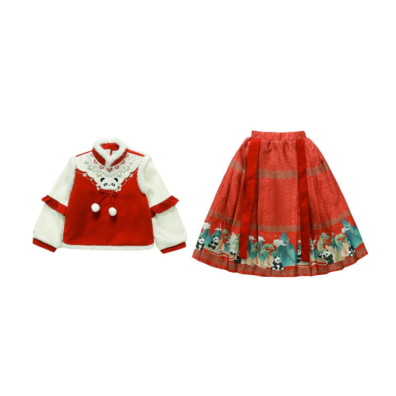 Girls' Horse-face Skirt Clothes Suit Winter