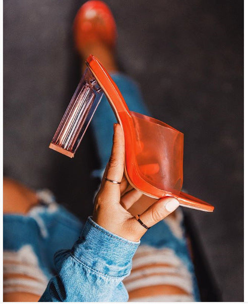 High heel crystal and slippers