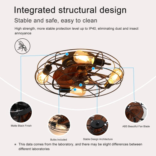 Lantern Style 20 Inch Farmhouse Low Profile Ceiling Fan Light