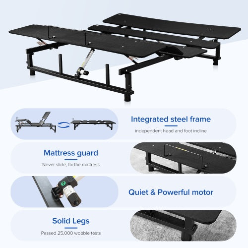 Adjustable Bed Base Frame Head And Foot Incline Quiet Motor King Size Zero Gravity
