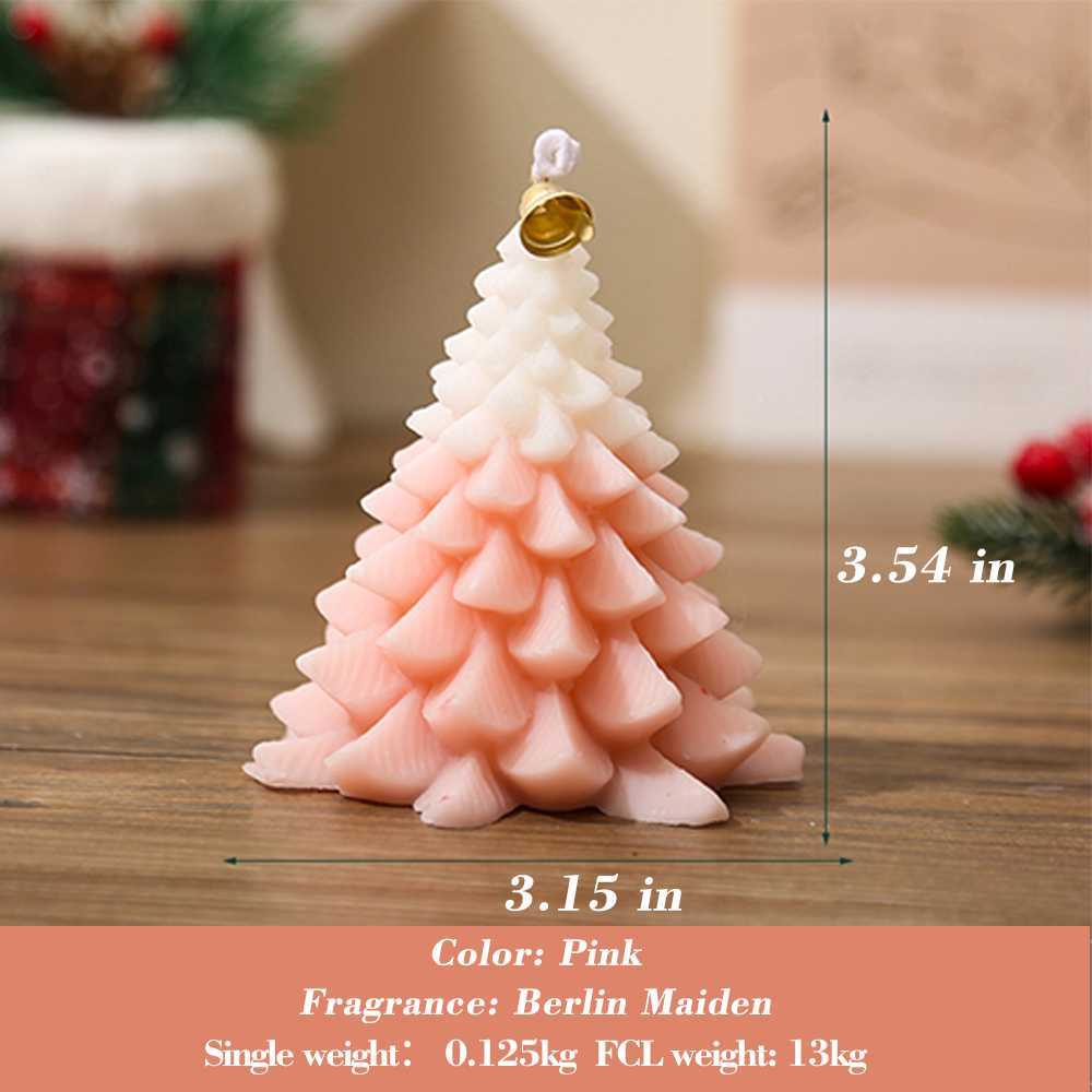 Christmas Tree Scented Candle, Christmas Tree Shaped Candles, Festive Ornaments, Holiday Decor Candles For Kitchen, Living Room, Bedroom, Bathroom-Morning Dew Rose