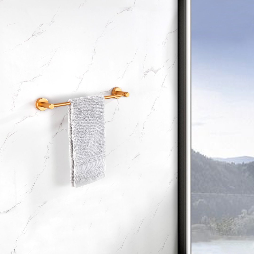 16-27 In Adjustable Expandable Towel Bar For Bathroom Kitchen Thicken Space Aluminum Wall Mount Brushed Gold