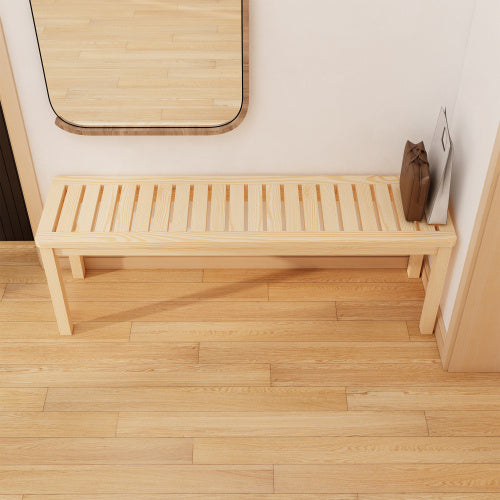 52 Solid Wood Slatted Bench For Living Room, Bedroom, Or Entryway   Durable Natural Hardwood Finish, Perfect For Foot Of Bed Or Entryways, Hallways