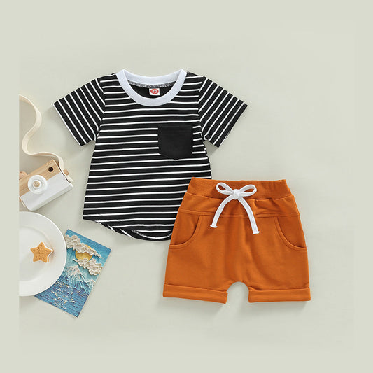 Fashion Personality Boy Striped Printing Suit