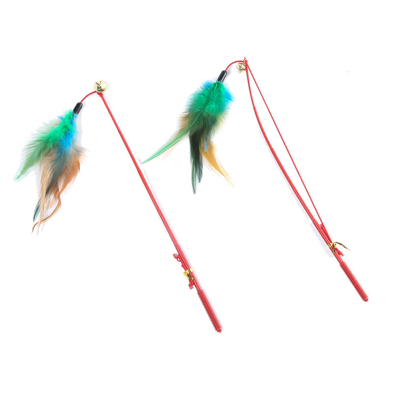 Fishing rod-style colored feathers