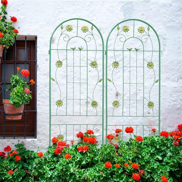 Metal Garden Trellis For Climbing Plants, Outdoor Flower Stand - Green