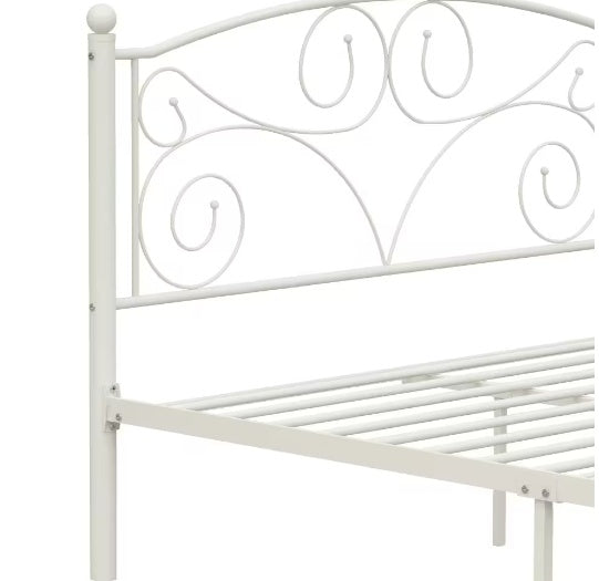 Queen Size Unique Flower Sturdy System Metal Bed Frame With Headboard And Footboard