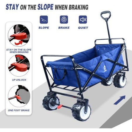Collapsible Heavy Duty Beach Wagon Cart Outdoor Folding Utility Camping Garden Beach Cart With Universal Wheels Adjustable Handle Shopping