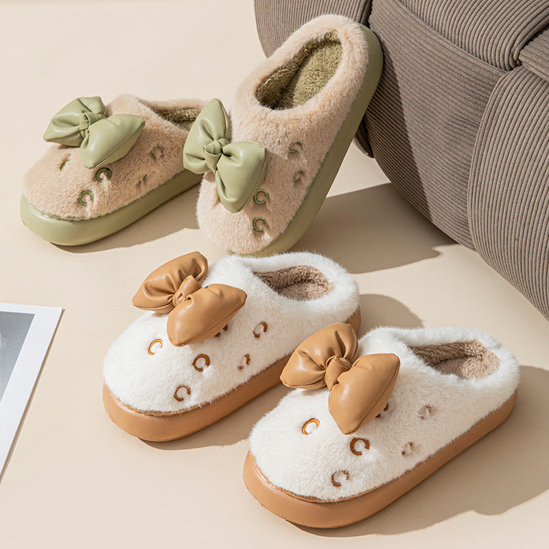 Ladies Bow Home Slippers Platform