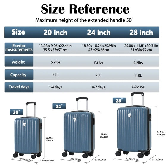 3-Piece Hardshell Suitcase Set, Professional & Family Luggage With TSA Lock & Double Spinner Wheels, Large Capacity Lightweight Expandable Cases For Business  Vacation