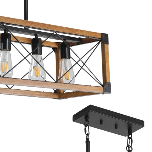 5 Lights Vintage Farmhouse Chandelier For Kitchen, Living Room, Dining Room Walnut - No Bulbs  Unavailable Platforms- Temu