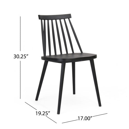 Farmhouse Spindle Back Dining Chairs, Set Of 2, Black