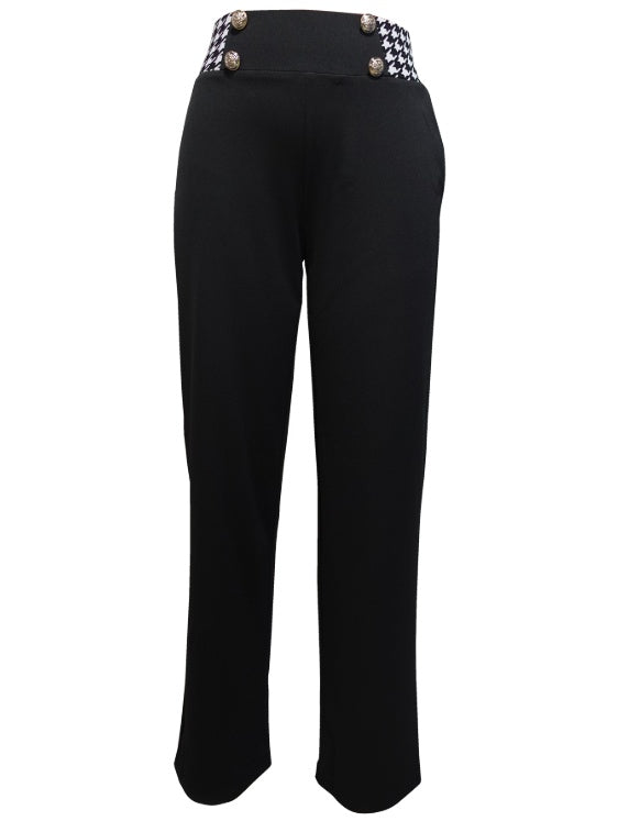 New Women's Solid Color Pants, High Waisted Double Breasted Commuting Pencil Pants