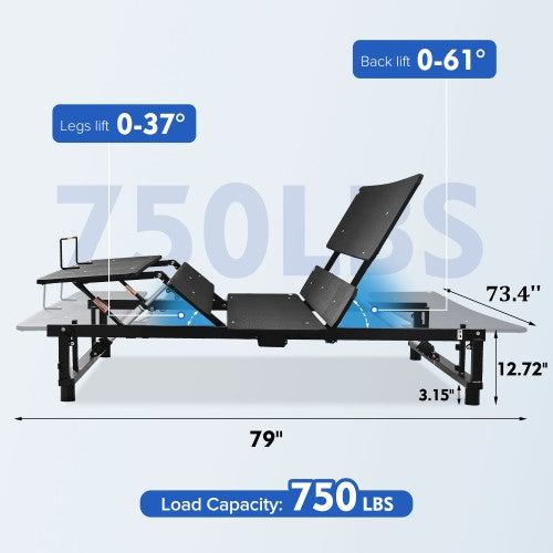 Adjustable Bed Base Frame Head And Foot Incline Quiet Motor King Size Zero Gravity