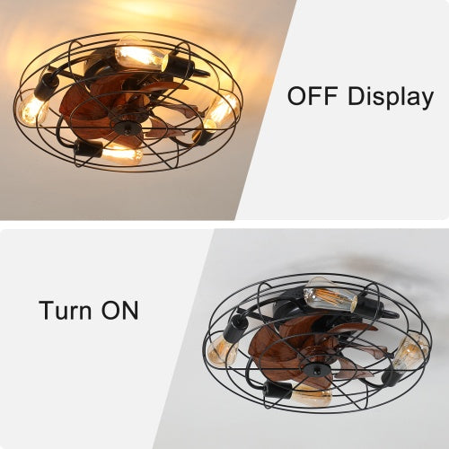 Lantern Style 20 Inch Farmhouse Low Profile Ceiling Fan Light