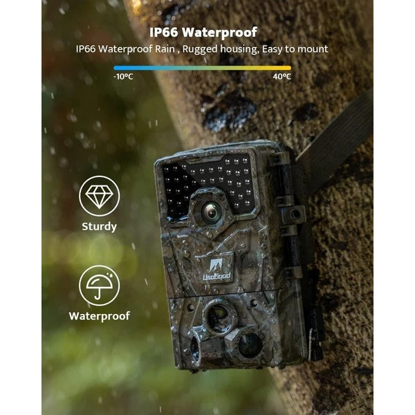 Trail Camera 36MP 2K 30fps, Usogood 2pcs Night Vision Game Cameras With Motion Activated Hunting Cam Waterproof With Infrared LED For Outdoor Security