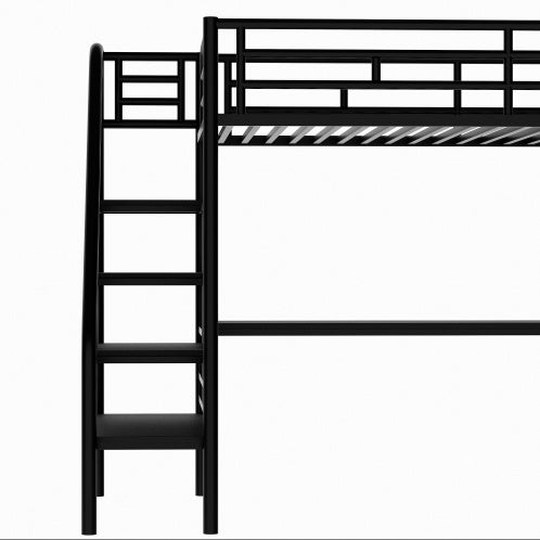 Metal Loft Bed Frame With Desk, No Box Spring Needed,Twin ,Black