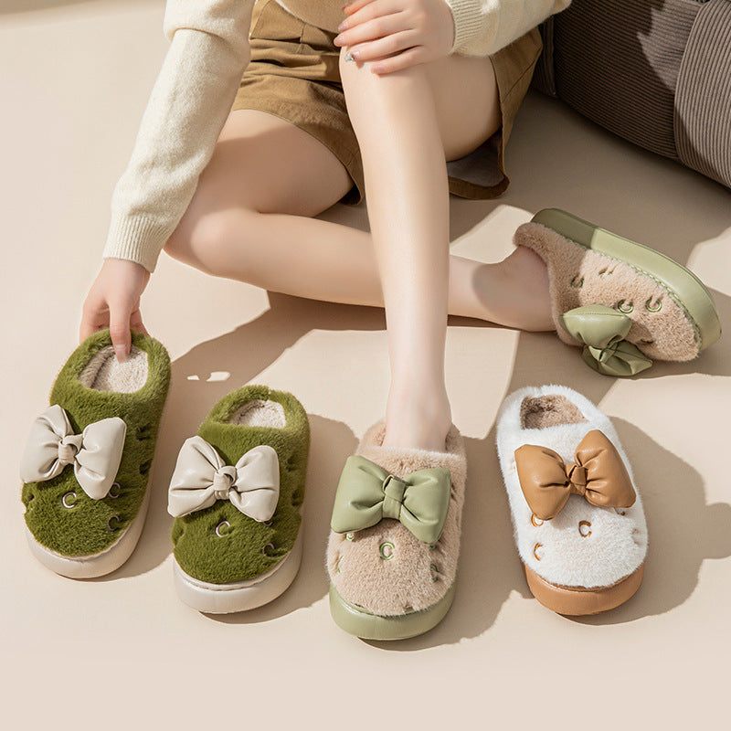Ladies Bow Home Slippers Platform