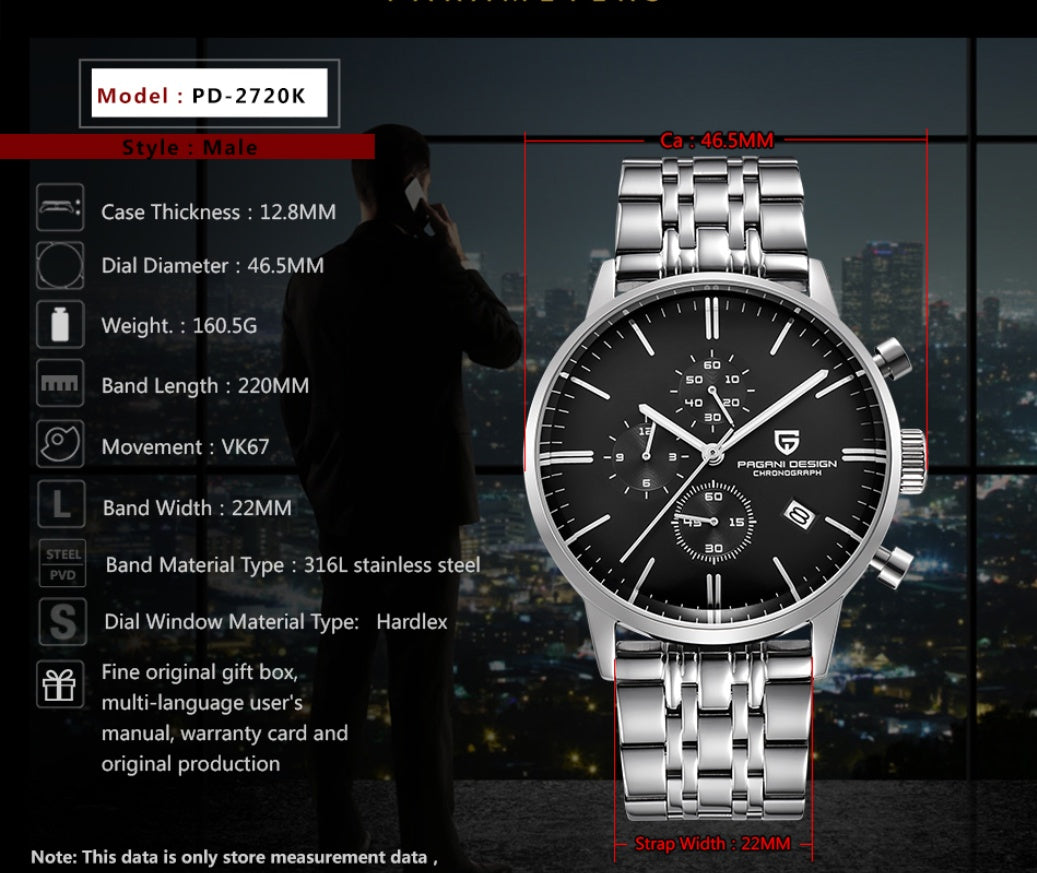 Business casual calendar quartz watch