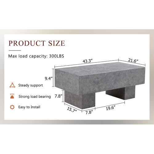 Modern Simple Gray Texture MDF Coffee Table  43.3x21.6x17.2 Practical Model.Making It An Ideal Addition To Any Living Room Or Apartment