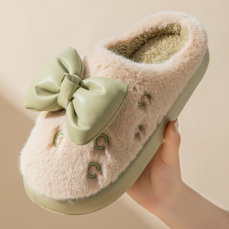 Ladies Bow Home Slippers Platform