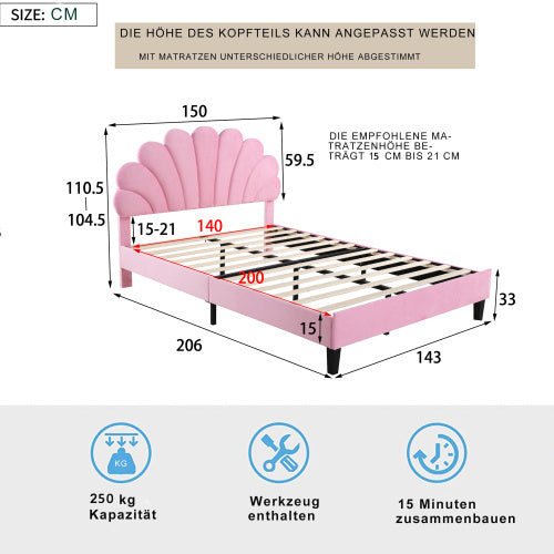 Linen Material With Metal Frame Bed Frame