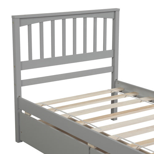 Twin Size Platform Bed With Two Drawers, Gray