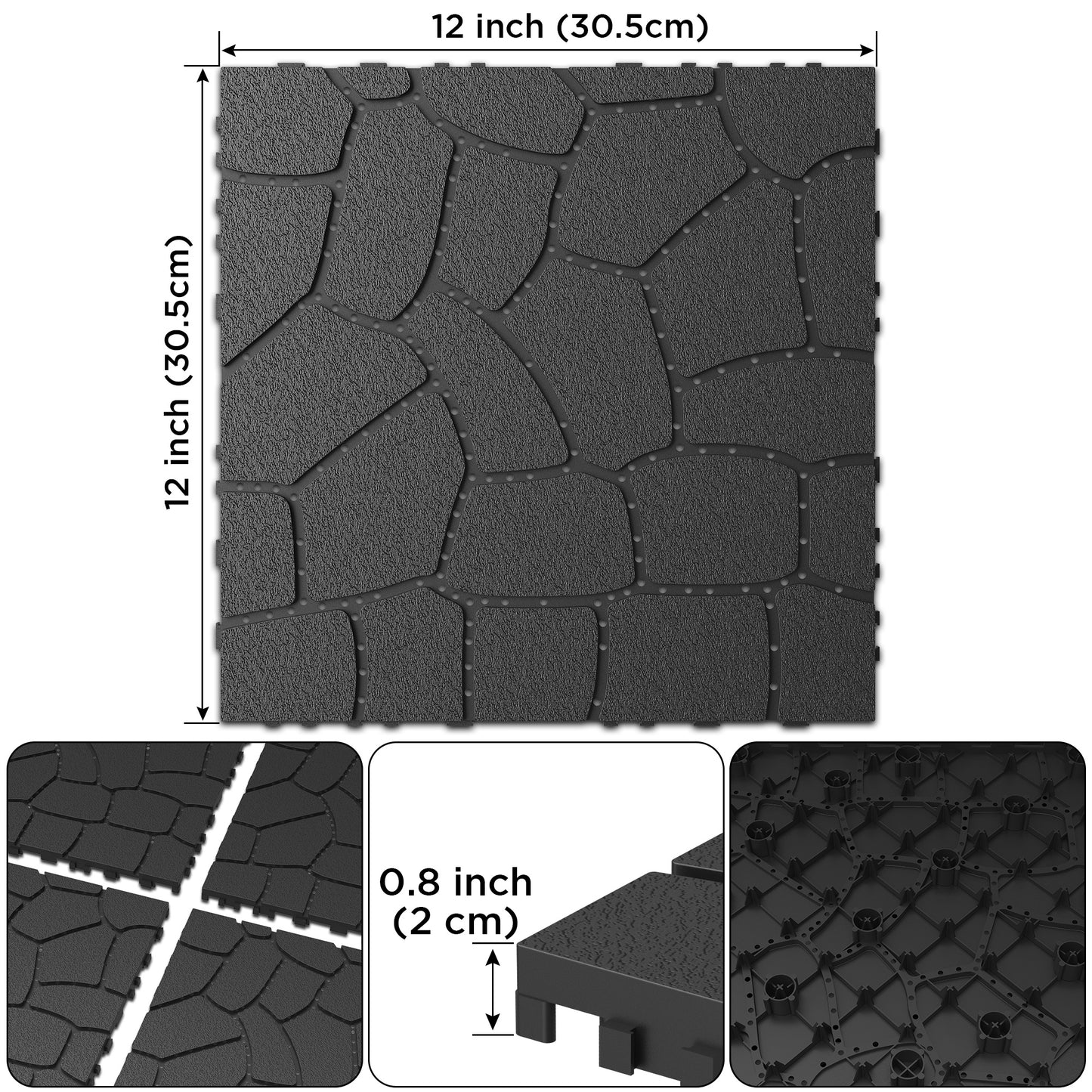Waterproof, Wear-resistant, DIY Assembly, Garden, Courtyard, Balcony,plastic Flooring