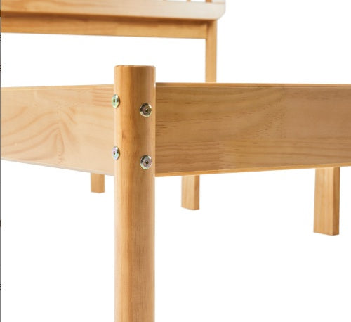 Mid-Century Modern Solid Wood Queen Spindle Bed Natural Pine