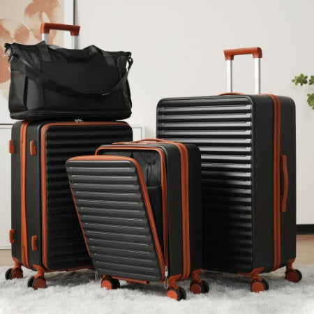 Luggage 4 Piece 20 24 28 Sets And A Bag, 20 24 With Front Pocket,Hard Shell Luggage Carry On Luggage Set With TSA Lock, Usb, Universal Wheel,cup Holder