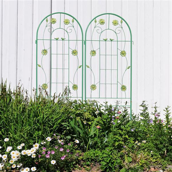 Metal Garden Trellis For Climbing Plants, Outdoor Flower Stand - Green