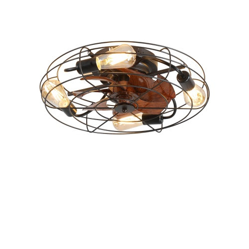 Lantern Style 20 Inch Farmhouse Low Profile Ceiling Fan Light