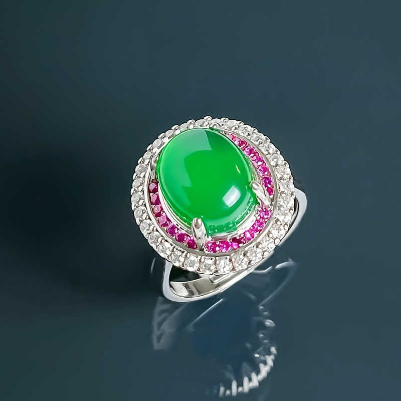 Women's Inlaid Emerald Ring Earrings