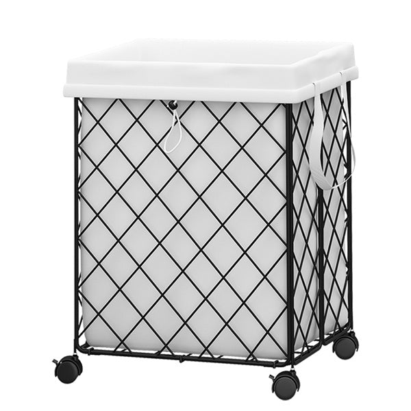 Laundry Basket On Wheels, Removable And Washable Lining, Metal Frame, Suitable For Bedroom, Bathroom, Laundry, White