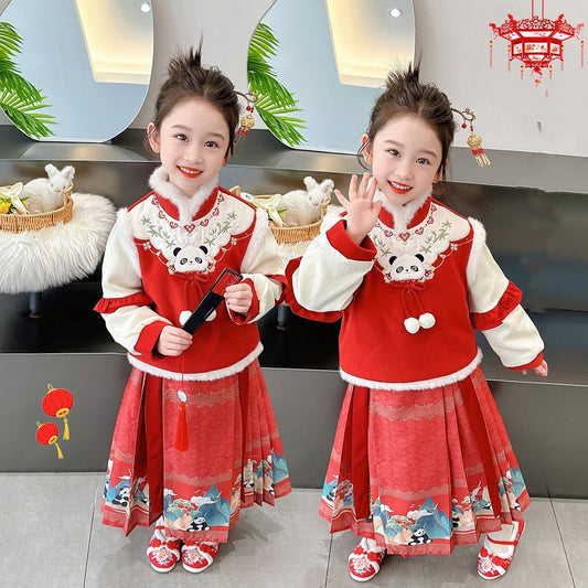 Girls' Horse-face Skirt Clothes Suit Winter