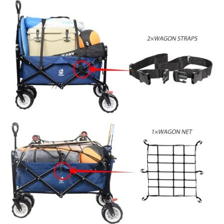 Collapsible Heavy Duty Beach Wagon Cart Outdoor Folding Utility Camping Garden Beach Cart With Universal Wheels Adjustable Handle Shopping