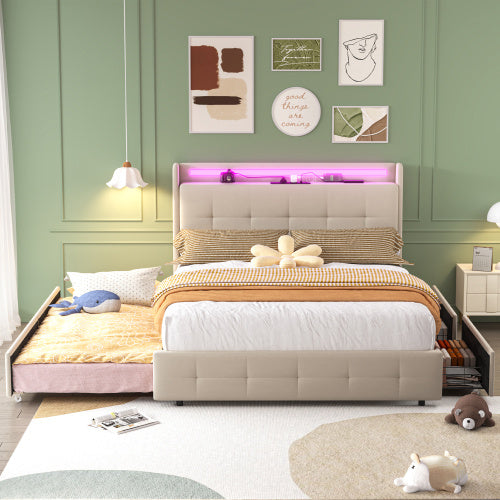 Wood, Metal, Bed Frame