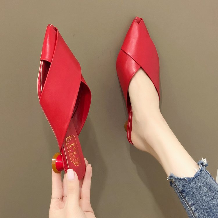 Baotou Half Slippers Personalized Low-heel Slippers Sandals And Slippers