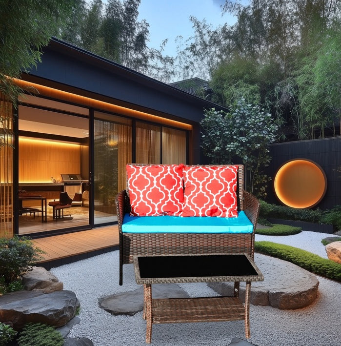 Outdoor Recreation, Courtyard Garden, Rattan Table And Chair Combination