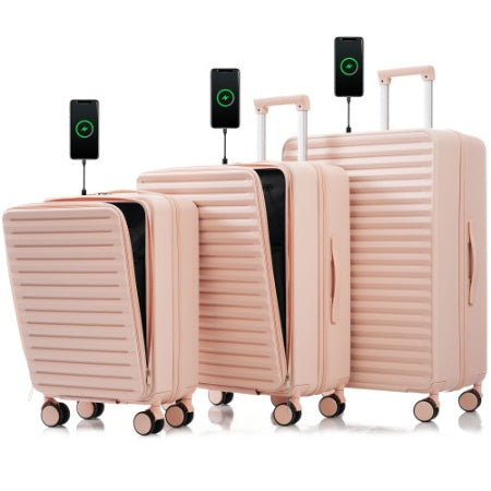 Luggage 4 Piece 20 24 28 Sets And A Bag, 20 24 With Front Pocket,Hard Shell Luggage Carry On Luggage Set With TSA Lock, Usb, Universal Wheel,cup Holder