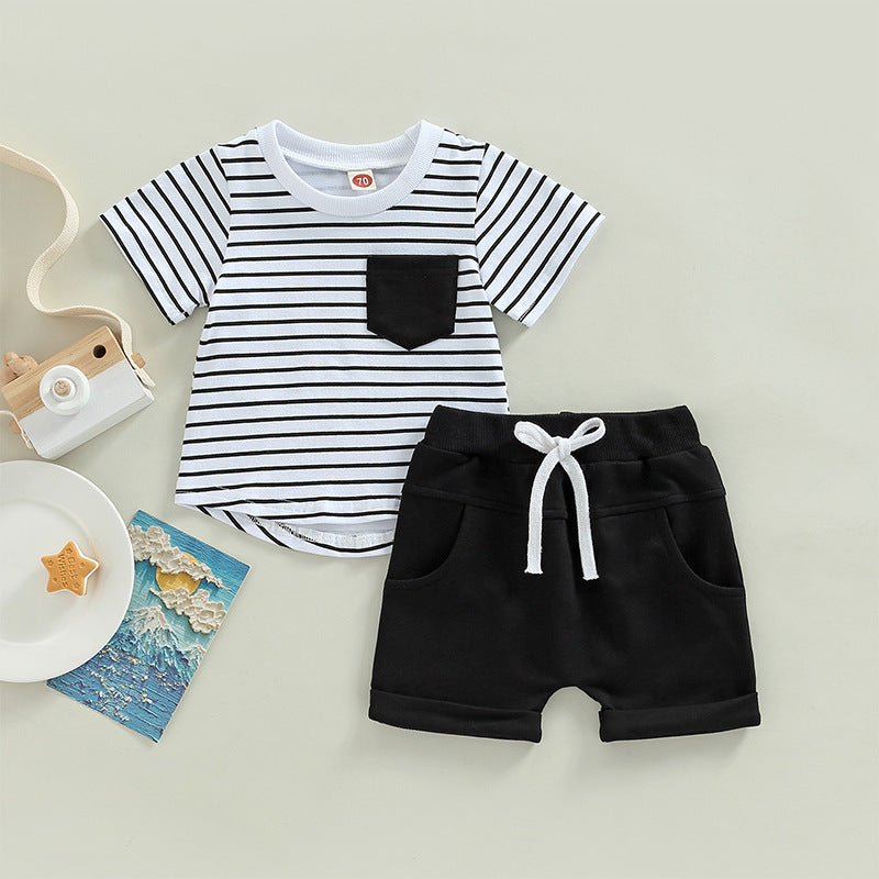 Fashion Personality Boy Striped Printing Suit