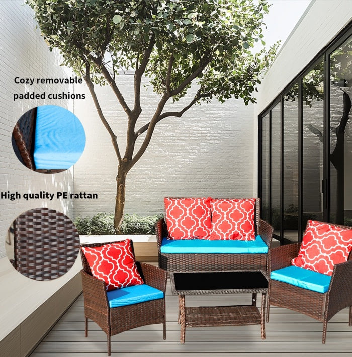 Outdoor Recreation, Courtyard Garden, Rattan Table And Chair Combination