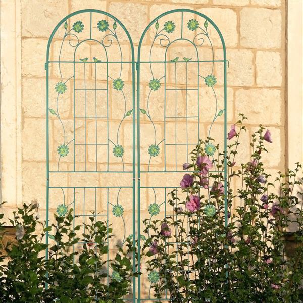 Metal Garden Trellis For Climbing Plants, Outdoor Flower Stand - Green