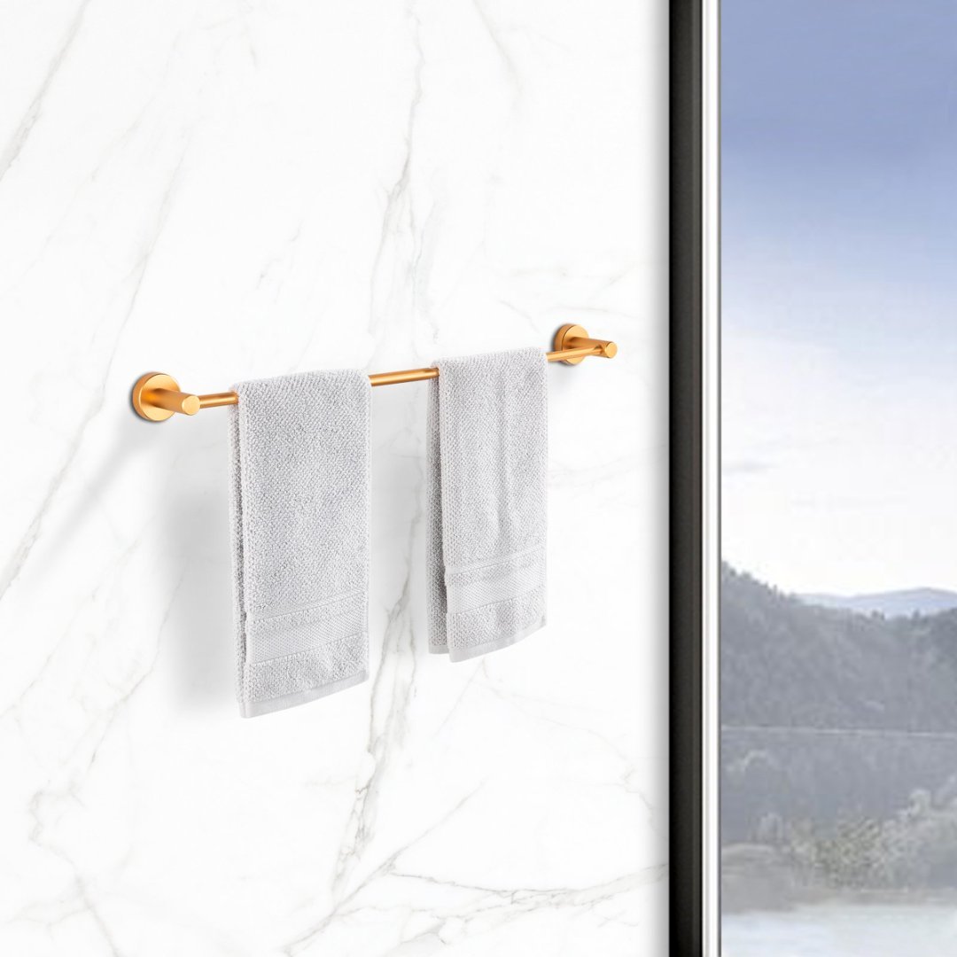 16-27 In Adjustable Expandable Towel Bar For Bathroom Kitchen Thicken Space Aluminum Wall Mount Brushed Gold