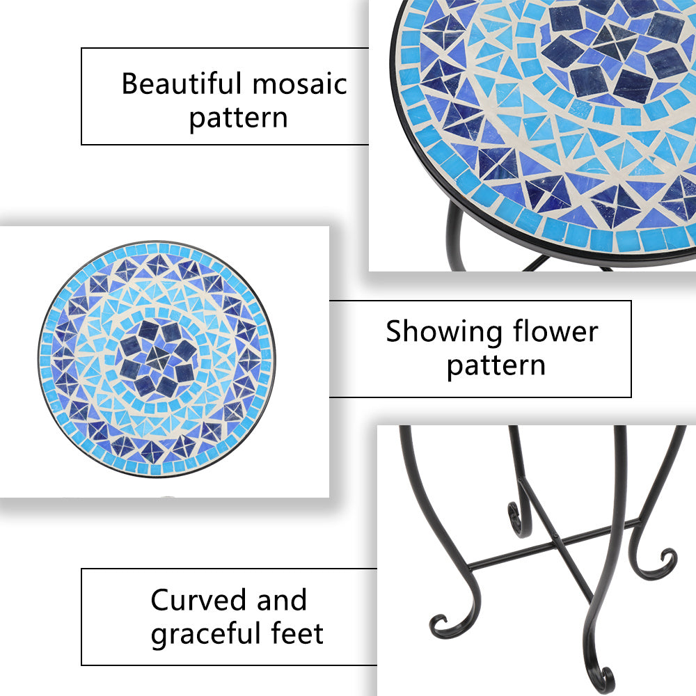 14in Mosaic Patterned Table, Round Table